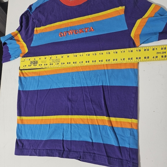 OFWGKTA Colorful Men’s Strip Knit Shirt Large Tyler Long Sleeve Color Block Med - Picture 4 of 5